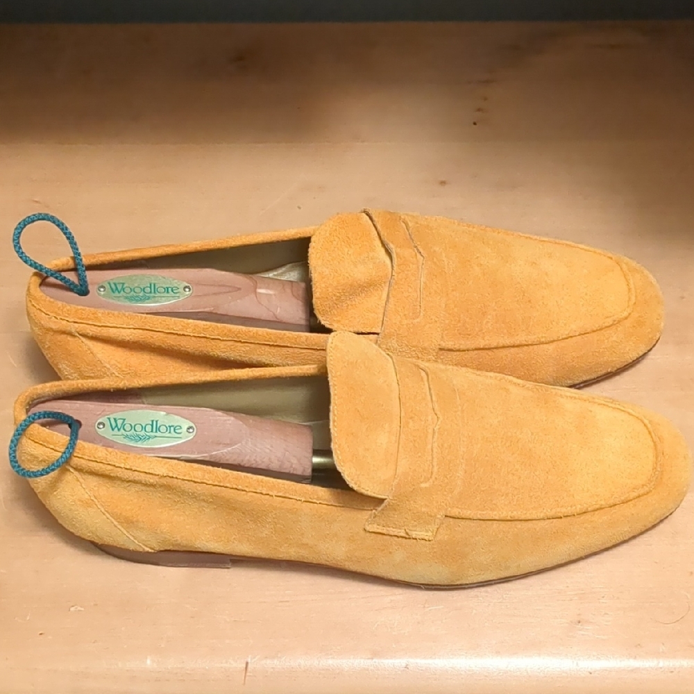 Men’s Suede Penny Loafers in Mustard Yellow